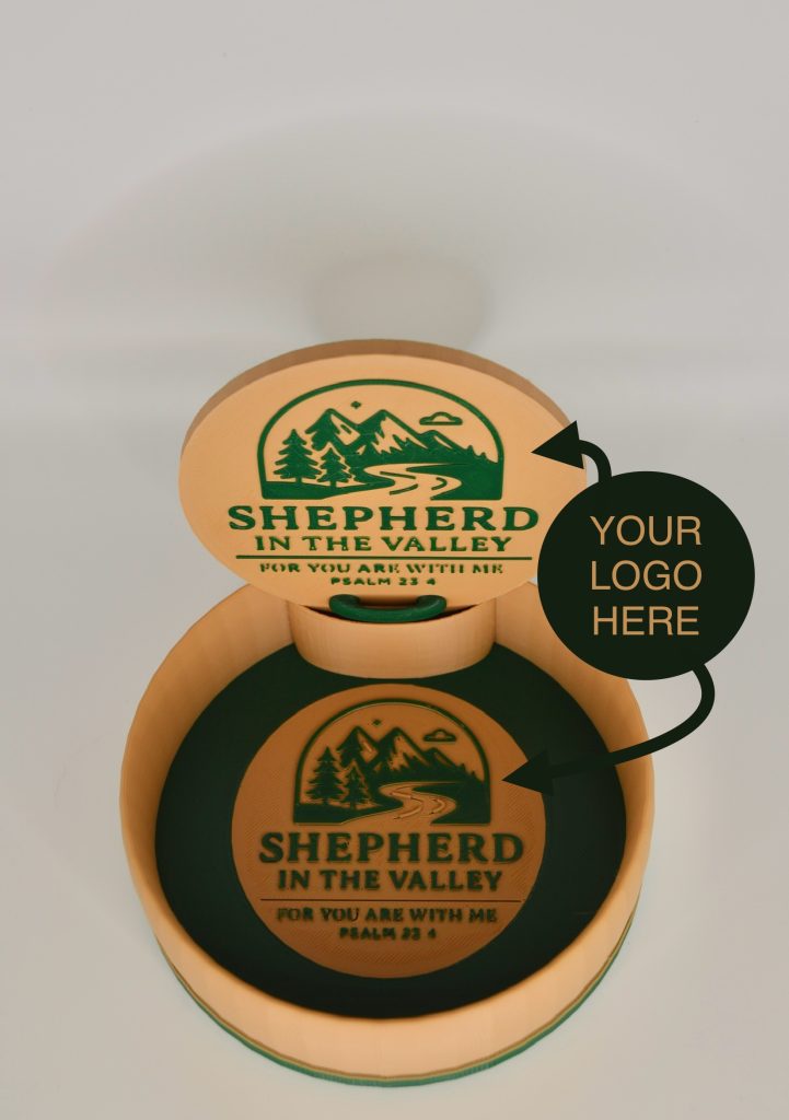 Custom sand tray with a logo example